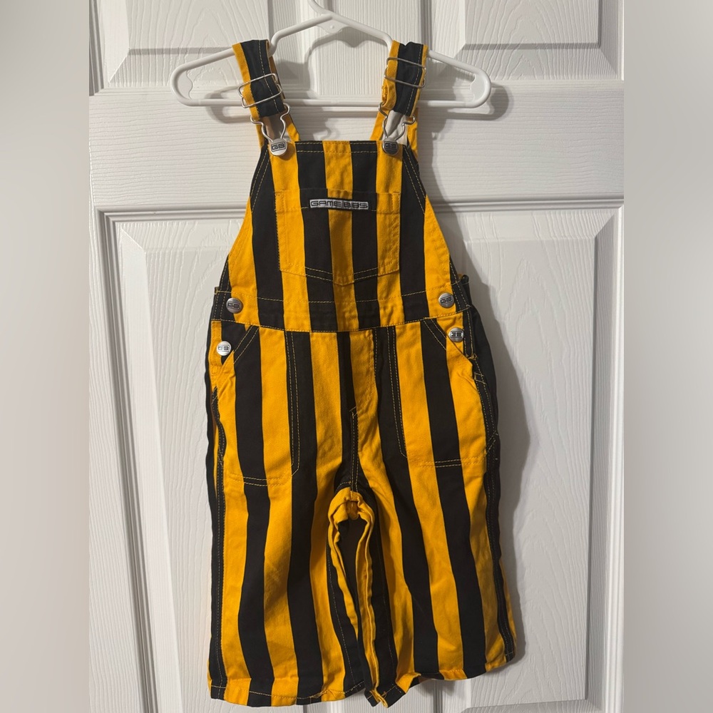 Striped Yellow and Black Kids Overalls